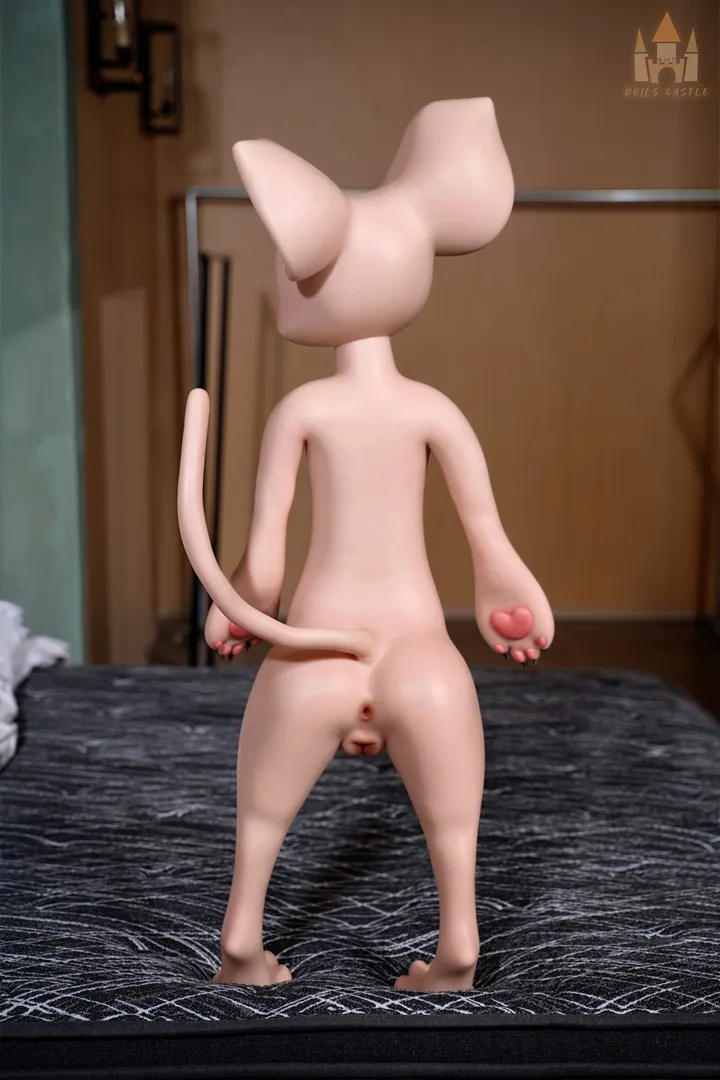 100CM Fur Fapdolls Cream Mouse Furry Silicone Doll